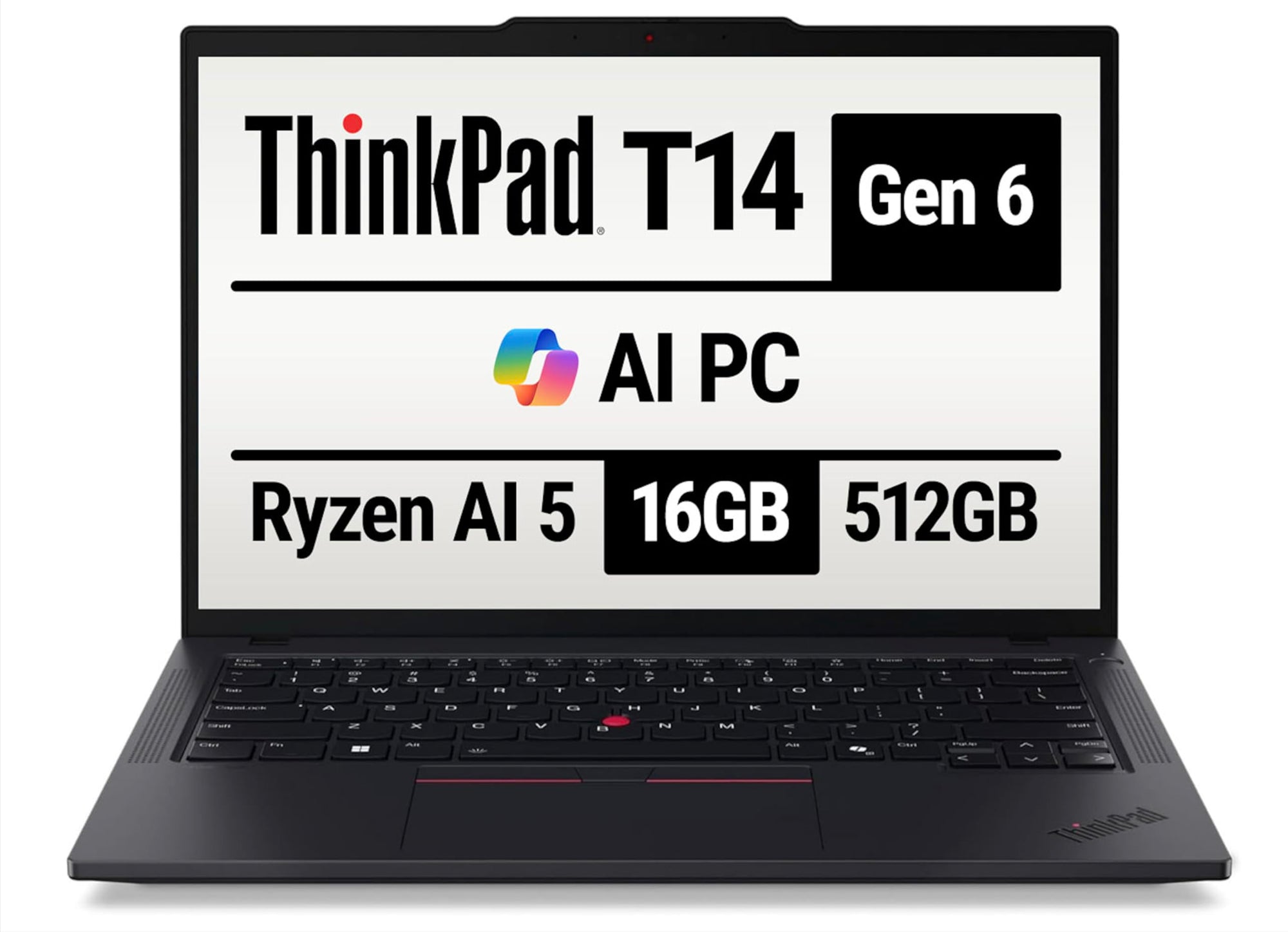 Lenovo 2025 ThinkPad T14 Gen 6 Co-Pilot+ Laptop - AMD Ryzen AI 5 PRO 340, 14” WUXGA 1920x1200 400 Nits Display, 16GB Ram, 512GB SSD, 5MP RGB Cam, FP Reader, Backlit KYB, Windows 11 Pro - 21QJ00CQUS