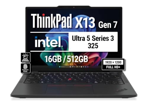 Lenovo ThinkPad X13 Gen 7 21YH0016US 13.3" Copilot+ PC Notebook - WUXGA - 60 Hz - Intel Core Ultra 5 Series 3 325-16 GB - 512 GB SSD - English (US) Keyboard - Black